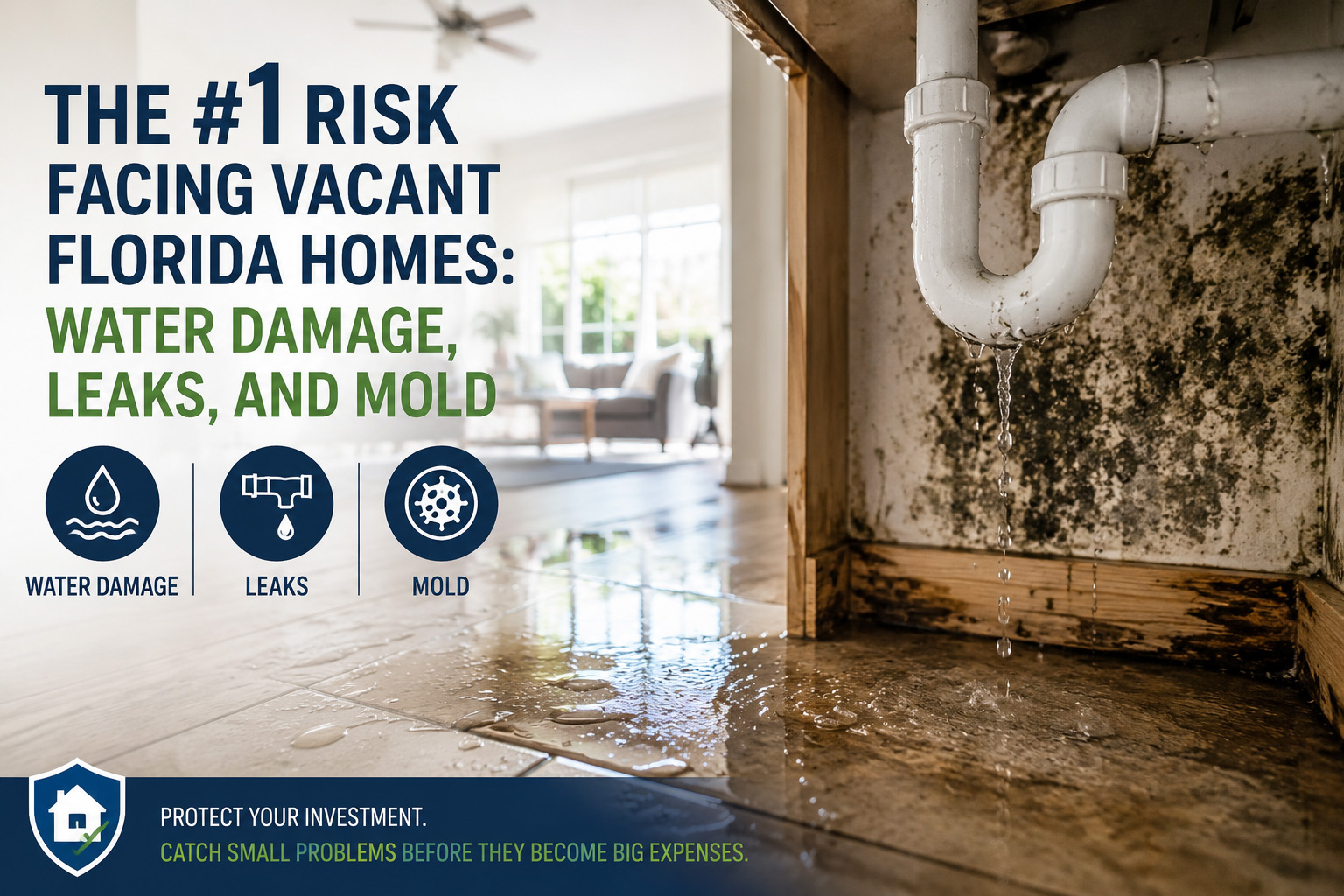Water damage rarely starts as a major disaster. More often, it begins with a small leak that goes unnoticed. In a vacant Florida home, that leak can lead to extensive water damage, mold growth, and costly repairs before anyone realizes there is a problem.